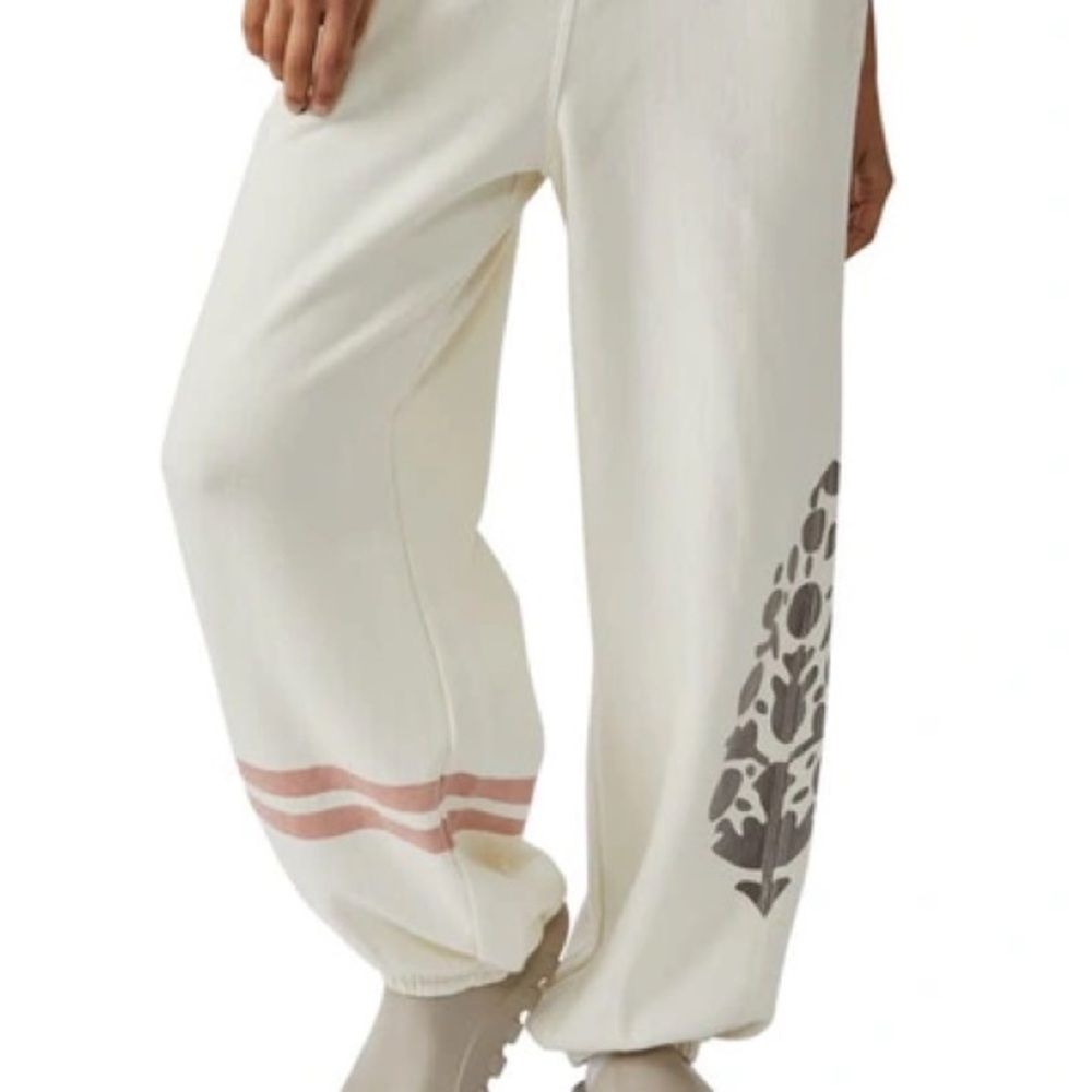 FP Movement by Free People All Star Logo Pants, Sweatpants - Gray/Cream
